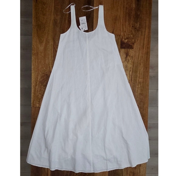 NWT {Zara} Oyster White Linen Cotton Blend Sleeveless Maxi Dress (Small) - Picture 5 of 12